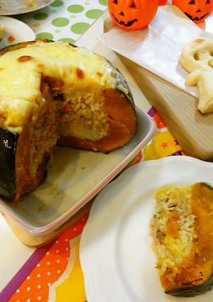 ごはんばーぐドリア☆まるごとカボチャ-レシピのメイン写真
