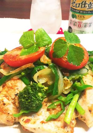 簡単☆鶏胸肉タンドリーチキン夏野菜添え-レシピのメイン写真
