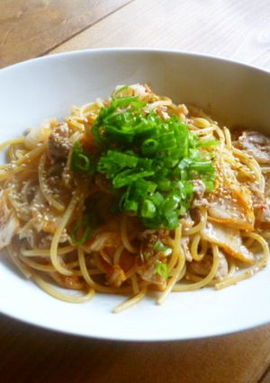 豚キムチの韓国風パスタ♪-レシピのメイン写真