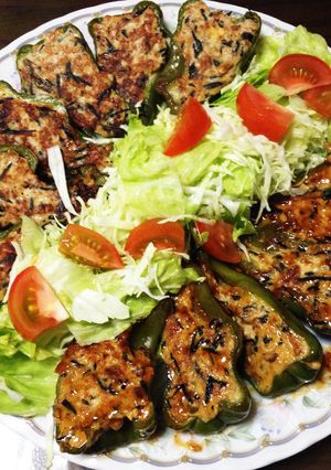 〜残ったひじきの煮物でピーマンの肉詰め〜-レシピのメイン写真