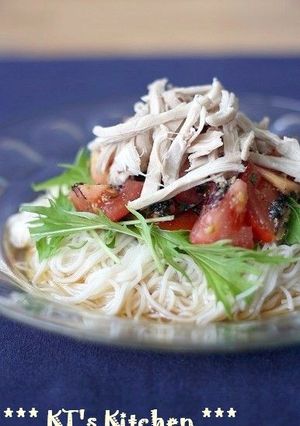 さっぱり鶏肉で♪しそトマトそうめん-レシピのメイン写真