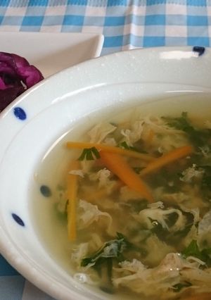 栄養満点、簡単人参のかき玉雑炊風-レシピのメイン写真