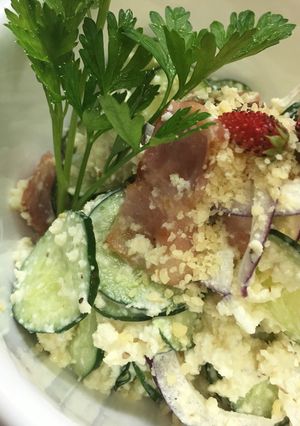 ベーコンのおからでご飯もどき！でポテサラ-レシピのメイン写真