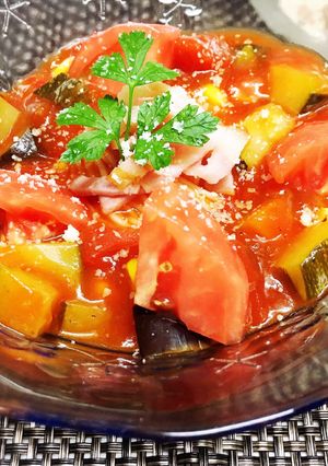 情熱の赤い素麺！夏野菜たっぷり〜-レシピのメイン写真