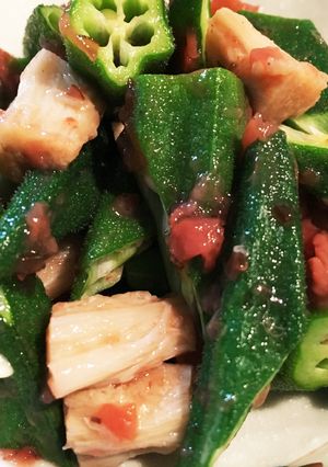 夏バテに!!オクラとえのき軸の梅肉和え-レシピのメイン写真