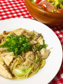 鶏胸肉と葱のさっぱり柚子胡椒ポン酢パスタ-レシピのメイン写真