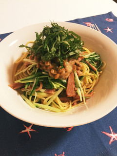 納豆と水菜のパスタ-レシピのメイン写真