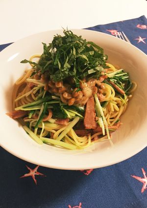 納豆と水菜のパスタ-レシピのメイン写真