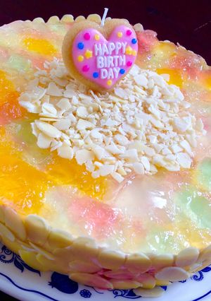 ゼリーとレアチーズのカラフルケーキ-レシピのメイン写真