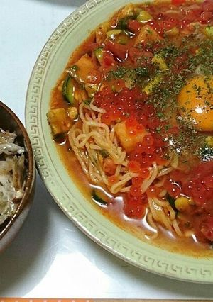 トマトの冷製パスタ、舞茸のマヨあえ-レシピのメイン写真