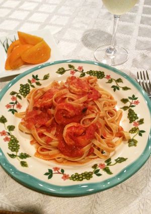 和食党の彼も絶賛⭐︎海老とトマトのパスタ-レシピのメイン写真