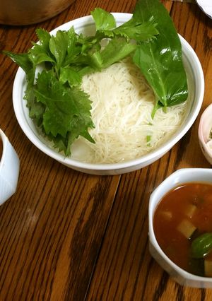 庭の野菜で作るひやむぎ-レシピのメイン写真
