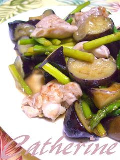 茄子とアスパラと鶏肉の昆布茶炒め♪-レシピのメイン写真