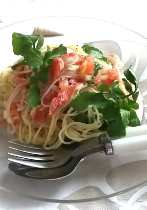 蟹肉とトマトの冷製パスタ-レシピのメイン写真
