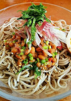 薬味たっぷり☆梅納豆冷やし蕎麦-レシピのメイン写真