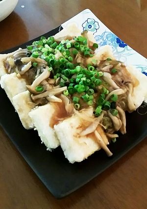 頑固な揚出し豆腐onキノコあんかけ-レシピのメイン写真