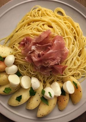 桃の冷製パスタ-レシピのメイン写真