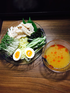 糖質0麺の蒸し鶏、味噌タレ冷麺-レシピのメイン写真