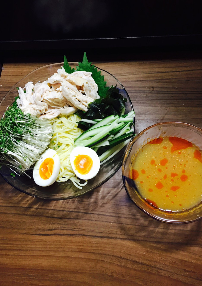 糖質0麺の蒸し鶏、味噌タレ冷麺-レシピのメイン写真