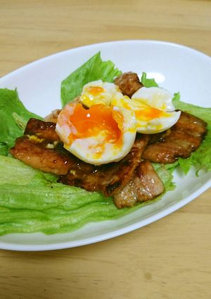 豚バラの照り焼き☆温玉のせ-レシピのメイン写真