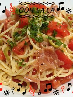 暑い夏はこれ!生ハムとトマトの冷製パスタ-レシピのメイン写真