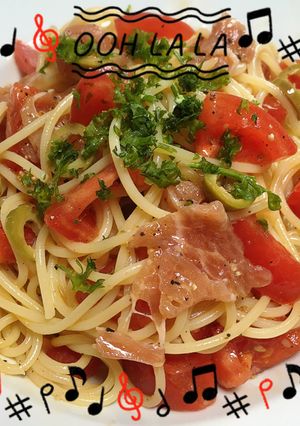 暑い夏はこれ！生ハムとトマトの冷製パスタ-レシピのメイン写真