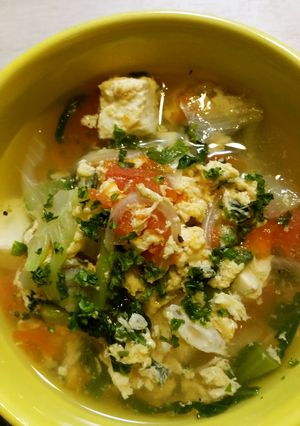 トマたまにトーフぷらす♥食べるスープ-レシピのメイン写真