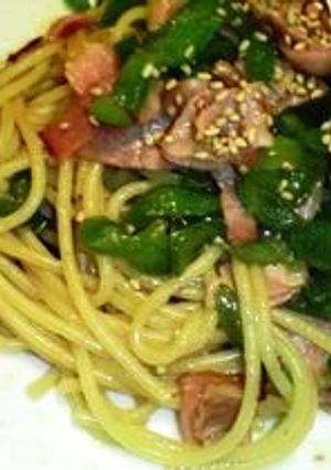 ピーマンたっぷり和風パスタ(人´ω｀*)-レシピのメイン写真