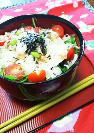 水晶鶏の梅干し和え♡そうめん-レシピのメイン写真
