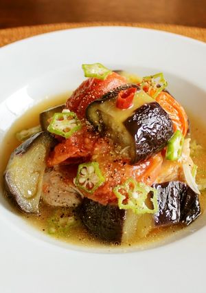 レンジで無水調理!なすとトマトの洋風煮-レシピのメイン写真