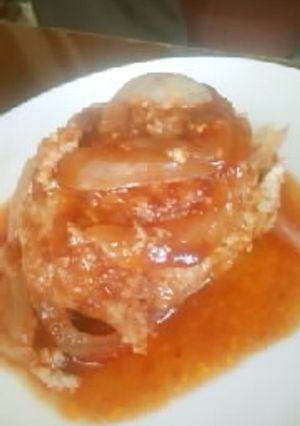 アルミ箔と無水鍋で、蒸しハンバーグ！-レシピのメイン写真
