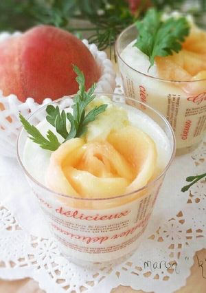 桃とホワイトチョコの♥レアチーズケーキ-レシピのメイン写真