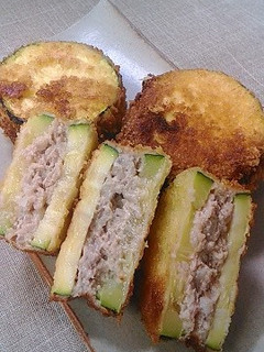 ズッキーニのひき肉サンドフライ♪-レシピのメイン写真
