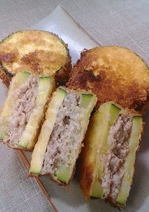 ズッキーニのひき肉サンドフライ♪-レシピのメイン写真