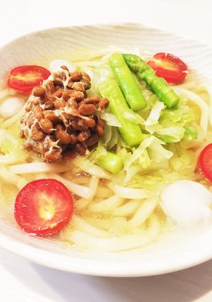 子供も食べれる！冷し野菜納豆うどん☆-レシピのメイン写真
