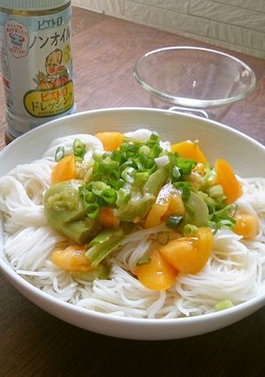 トマトとなすびの素麺☆ドレッシングつゆ-レシピのメイン写真