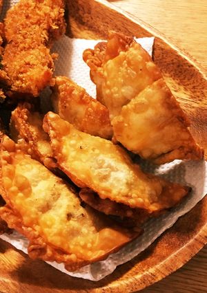 かぼちゃ煮物リメイク！チーズ入り揚げ餃子-レシピのメイン写真