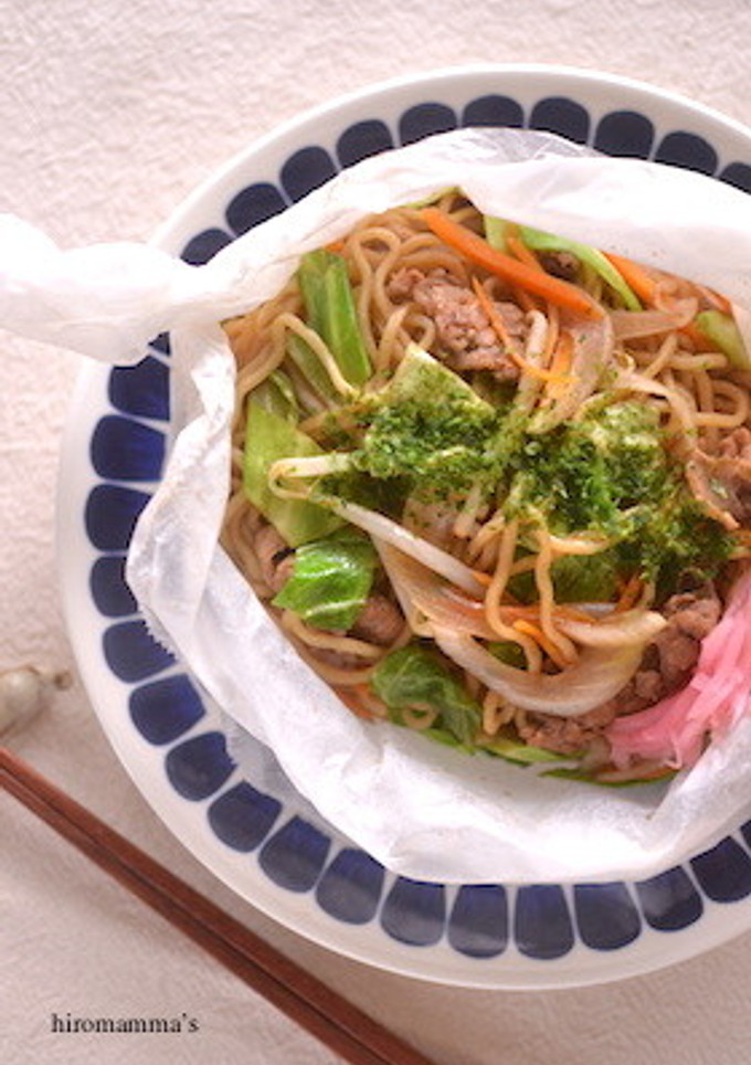 レンジで簡単☆基本のペーパー焼そば-レシピのメイン写真