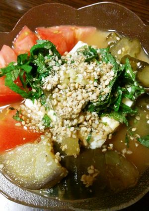 トマトと茄子と胡瓜の冷奴汁-レシピのメイン写真