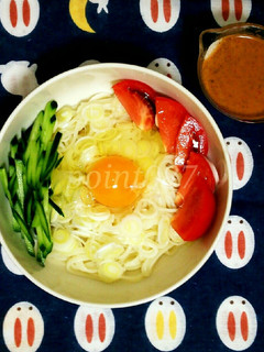 簡単! 坦々風釜玉うどん-レシピのメイン写真