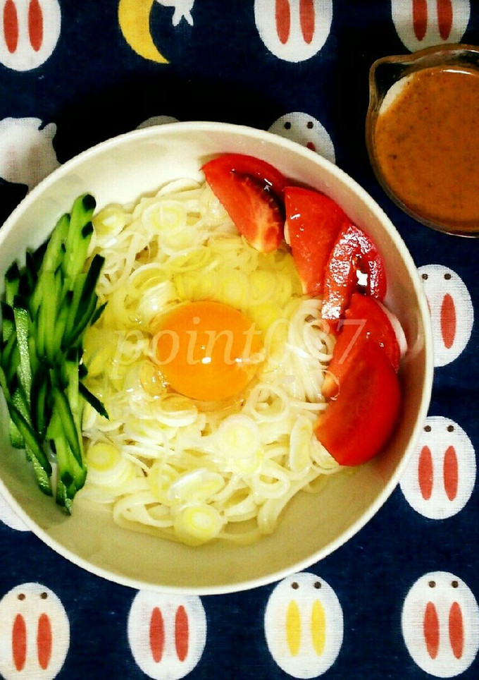 簡単！ 坦々風釜玉うどん-レシピのメイン写真