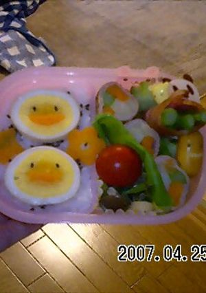 幼稚園　ひよこと肉巻きお弁当-レシピのメイン写真