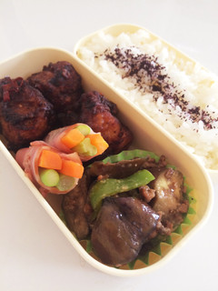 毎日男弁当⁂茄子の肉味噌炒め弁当-レシピのメイン写真