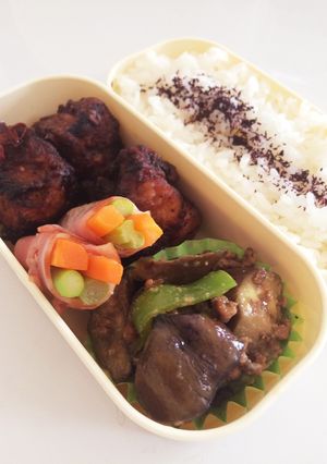 毎日男弁当⁂茄子の肉味噌炒め弁当-レシピのメイン写真