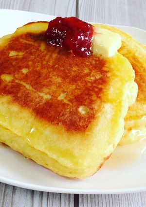 簡単！ふんわり厚めのホットケーキ♡-レシピのメイン写真