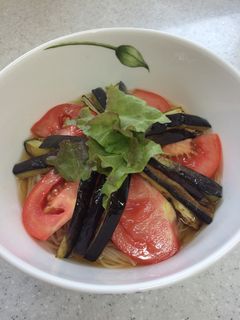 茄子とトマトの冷やし素麺-レシピのメイン写真