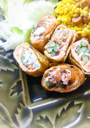 甘塩鮭inお揚げでロールケーキ♪-レシピのメイン写真