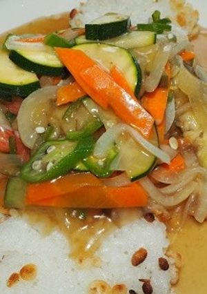 おこげの夏野菜あんかけ-レシピのメイン写真