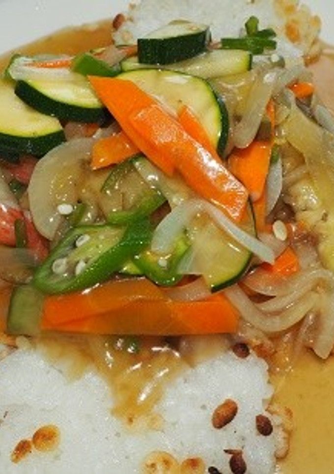 おこげの夏野菜あんかけ-レシピのメイン写真