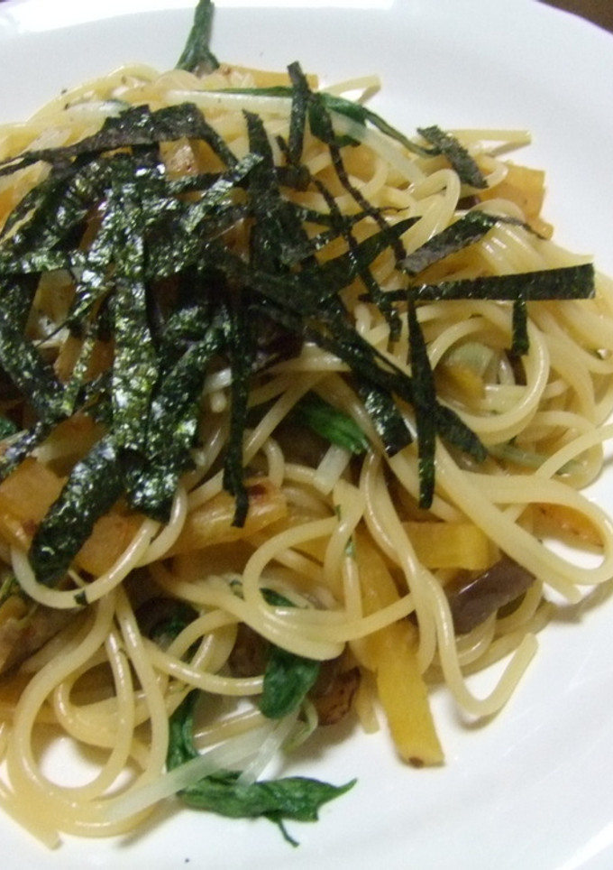茄子とたくあんの簡単和風パスタ-レシピのメイン写真